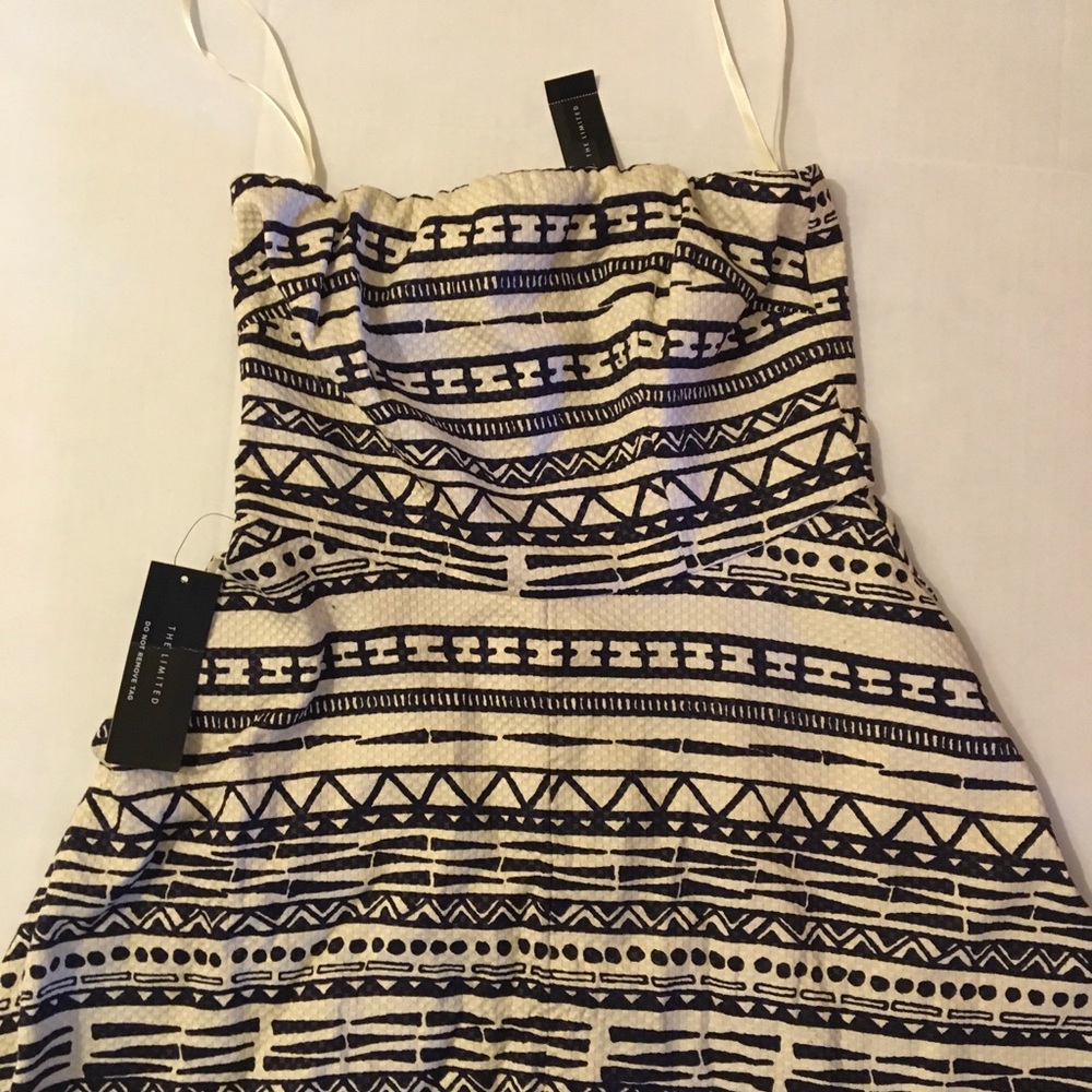 The Limited Black and Cream Strapless Dress NWT